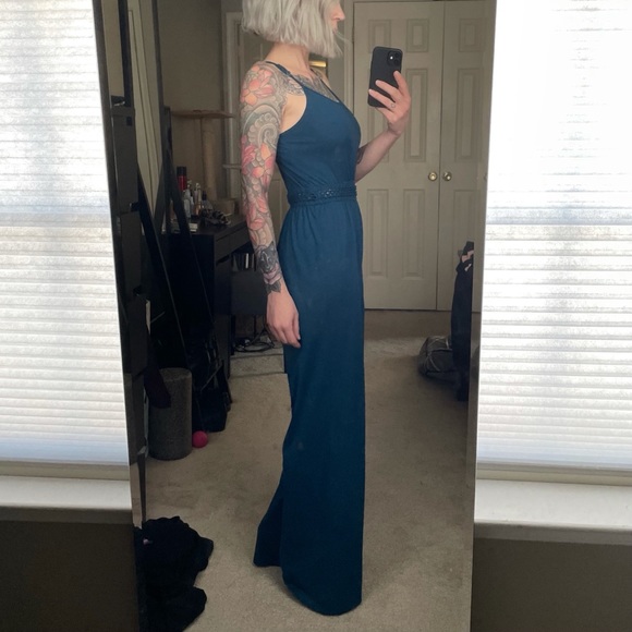 Turquoise Teal Blue Wide Leg Jumpsuit - Picture 1 of 4